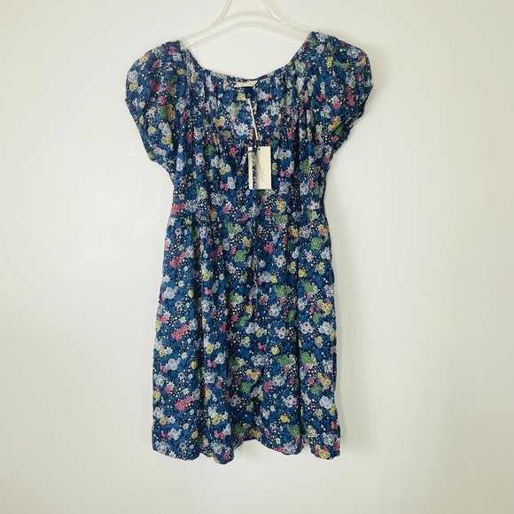 Universal Thread Women's Dress Medium Mini Short Sleeve Blue Floral Scoop New - Picture 4 of 12